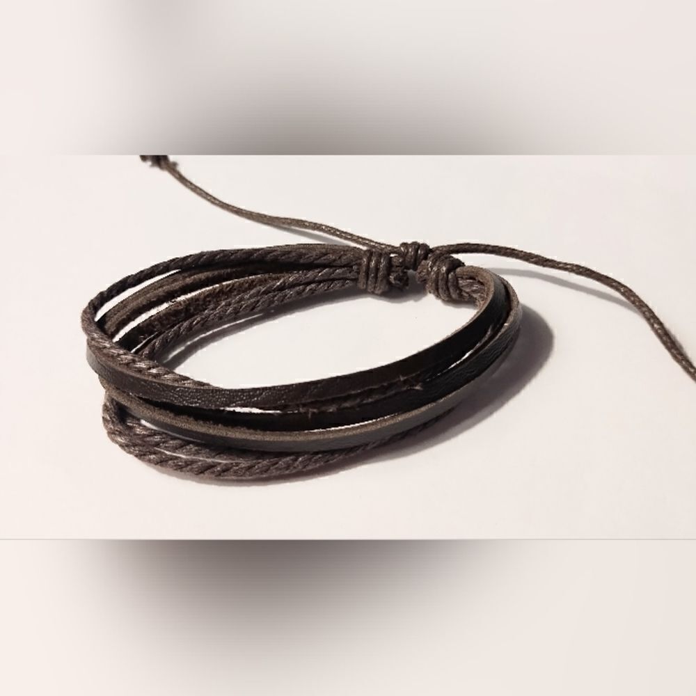 Men's‎ bracelet leather layered brown new d67
